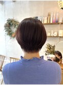 ピンクブラウン×丸みショート