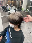 フェザーパーマブルーブラックスパイキーショートスペインカール
