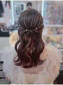 結婚式 二次会 お呼ばれ ハーフアップ