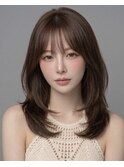 髪質改善ヨシンモリ顔周りミディアムレイヤーカットグレージュ