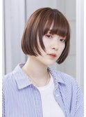 外国人風カラー/エギョモリ/センター分けボブ/こなれヘア/ボブ