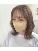 小顔シースルーバング外はねレイヤーボブ