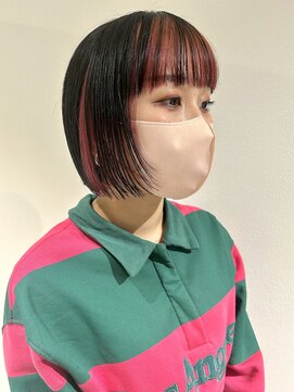 コト 福井大和田店(coto) 福井 大和田 インナーピンク 切っぱなしボブ 20代 可愛い