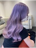 4653ラベンダーパープルハイトーンカラー韓国ヘアレイヤーロング