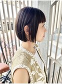 ミニボブ　ショートボブ  ココアブラウン