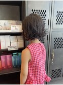 キッズパーマショート透明感立体感ナチュラル黒髪