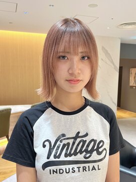 ウノプリール 西梅田ハービスプラザ店(uno pulir) 【JUNYA HANDA】ピンクベージュ×外ハネボブ