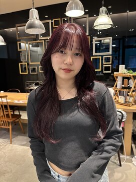 サラ 天神大名店(SARA) 【ブリーチなしワインレッド】ロング／韓国/ラベンダー