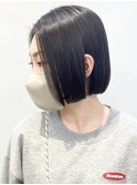 【モリオ松戸　石山】黒髪ストレートボブ切りっぱなしボブ20代