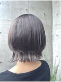暗めカラー◎秋色グレージュ×くびれボブ/小顔