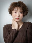 ラテグレージュ小顔ハンサムショートウルフカットz戸頭30代40代