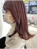柔らかピンクベージュ・ブリーチ有・Wカラー