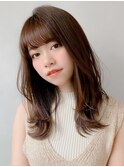 ベビーバングボブルフナチュラルカールビターショコラベージュ