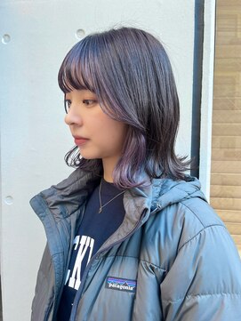 リノ(Lino) 10代20代【インナーカラー】グレージュ×ラベンダーカラー