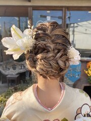 成人式生花ヘアセット