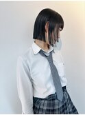 バッサリ高校生ブロックカットパツッとボブ