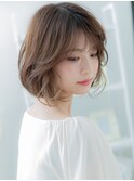 ■イヤリングカラー大人可愛い抜け感Aラインボブ710上尾30代40代