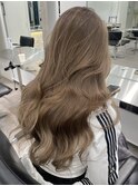 韓国ヘア顔周りレイヤーミルクティーベージュグレージュカラー