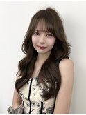 レイヤーカット  韓国ヘア レイヤーロング  チョコブラウン