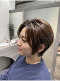 透明感レイヤーカットショートボブ軽やかベージュブラウン