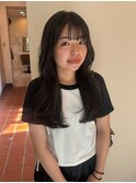 韓国風 暗髪 レイヤー くびれ巻き