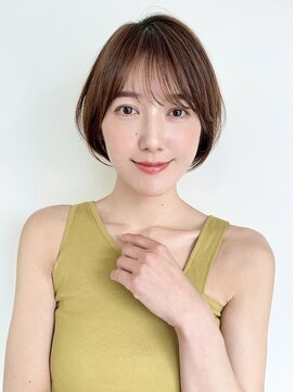 ビーチ(BEACH) 前髪ありショートレイヤーボブミルクブラウンナチュラル縮毛矯正