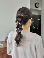 ヘアー アイス 御器所本店(HAIR ICI)&nbsp;ヘアアレンジお呼ばれヘア結婚式ヘア編みおろしパールアレンジ