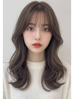 hairs BERRY 七道店【ヘアーズベリー】【10月1日 NEW OPEN（予定）】&nbsp;くびれミディアム・ミルクティーグレージュ韓国風レイヤー