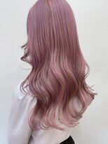 リノショアーズ 日本大通り店(RINOSHORES)&nbsp;韓国風ロングハイトーンブリーチダブルカラーペールピンクmaaya