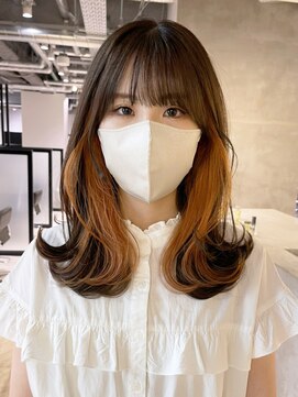 アルバム 池袋(ALBUM) レイヤーカットイヤリングカラーオレンジ_外ハネボブ_ba410231