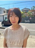 【20.30代】チェリーカラー×丸みボブ