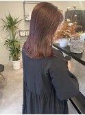 ブリーチなしピンクカラー切りっぱなし20代30代40代ミディアム
