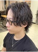 無造作スパイラルパーマメンズマッシュ横浜シャドウパーマ30代