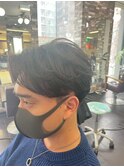 かき上げヘア七三ヘアツーブロックメンズ波巻きスパイラルパーマ