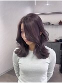 ラベンダーブラウン×くびれミディアムレイヤーカット