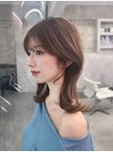 黒髪ボブルフネビージュ小顔ワンレン顔まわり韓国レイヤーカット