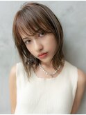 デザインカラー/レイヤーカット/ウェットヘア/オリーブベージュ