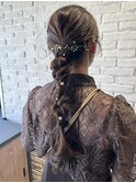 ヘアアレンジ/ヘアセット/編み下ろしアレンジ/編み下ろし/結婚式