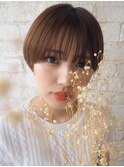 大人可愛い20代30代40代黒髪前下がりショートボブ丸みショート◎
