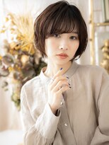 カバーヘア ブリス 大宮西口(COVER HAIR bliss)&nbsp;斜めバングダークブラウンレイヤーショートc8大宮20代30代40代