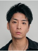 緩め波巻きスパイラルパーマシャドウパーマメンズセンターパート