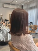ローズブラウン/暖色カラー/ツヤ髪/切りっぱなし