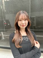 前髪あり韓国美髪エアリーロングピンクブラウン切りっぱなしボブ