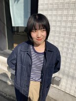 ヘアー アレス(hair ales) 黒髪 ボブルフ ネビージュ 小顔 ワンレン