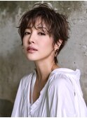 ☆ホワイトグレージュミニウルフデジタルパーマチェリーブラウン