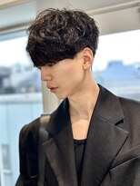 ロンドアンメゾン 原宿(Lond un Maison.) men'sカットスペインカールブルーブラック黒染めブリーチ/原宿