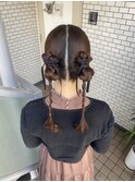 ツインアレンジ　ツインポニー　三つ編みヘア　参列
