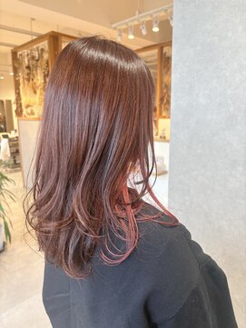 艶ピングブラウン×レイヤー×大人可愛いインナーカラー