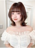 大人ガーリー ダークアッシュ似合わせカットミディアムレイヤー