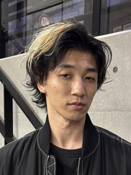 ナループロアポンテ(Nalu pu loa PONTE) ハイライトブリーチポイントカラーメンズウルフセンターパート